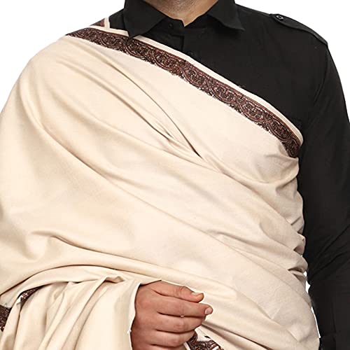 Image of SWI WITH LABEL Men's Embroidered Fine Acrylic Shawl | Men's Shawl Inspired by intricate traditional Kashmiri embroidery work | Felicitation Shawl to honor chief guests