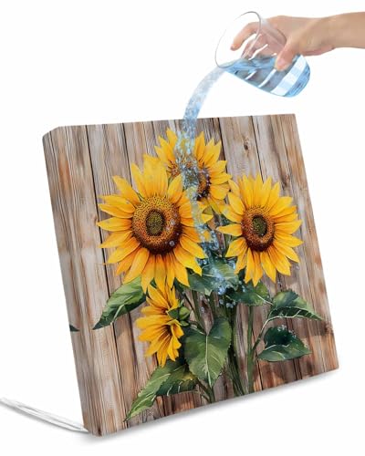 Hokiten Retro Sunflower Outdoor Cushion Chair Cover Set of 4 - Waterproof Couch Seat Covers, Spring Summer Vintage Botanical Wood Patio Furniture Protector Cushions Slipcovers for Sofa/RV, 24