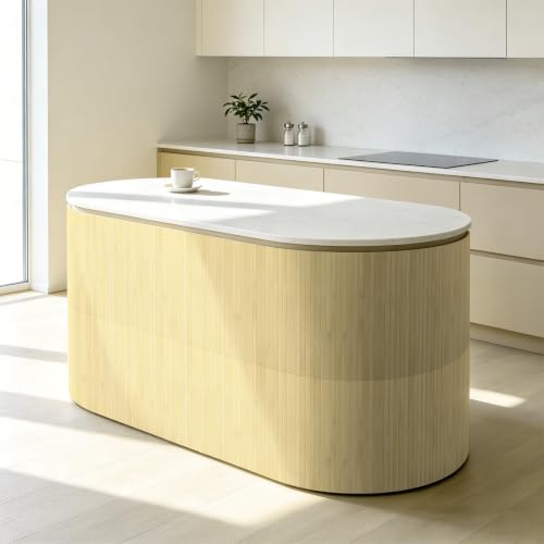 Vieshful Lot de 4 Panneau Mural en Bambou Naturel (40 x 240cm), Revêtement Mural Flexible pour Décoration Intérieure, Tasseaux Bois pour Îlot de Cuisine,...