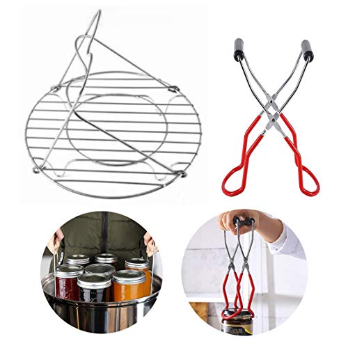 Canning Rack,Canning Jar Lifter,Stainless Steel Canning Jar Lifter Tongs and Canning Jar Rack,Canner Rack Canning Tongs for Regular Mouth and Wide Mouth Jars Canning Supplies
