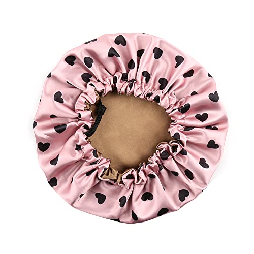 Image of Stain Bonnet Silk Sleep Cap Adjustable Satin Cap for Night Sleeping Hair Bonnet Reversible Double Layer