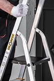 Drabest SERIA PRO Drabina Aluminiowa 5-Stopniowa Drabina Domowa 150 KG - Drabina Aluminiowa Z Antypoślizgowymi Stopkami I Platformą Drabiny Roboczej - Drabiny Wielofunkcyjne - 45 X 168 X 12 Cm