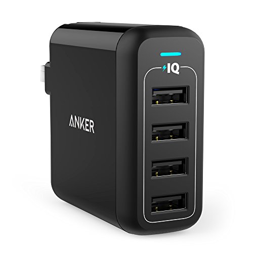 Anker PowerPort 4 (40W 4ポート USB急速充電器) 【PSE認証済 / PowerIQ搭載 / 折りたたみ式プラグ搭載】iPhone&Android各種対応 (ブラック)