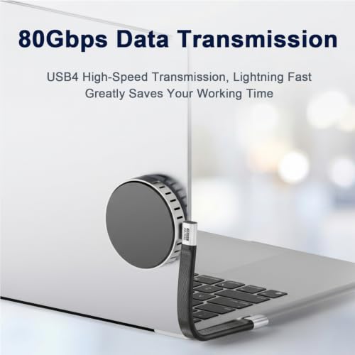 Image of Verilux240W USB C Short Extension Cable, 80Gbps USB4 Type-C Flat Cable with E-Marker Chip, Supports 8K@60Hz Video & Fast Charging, USB-C Extender for SSD, Laptop, VR, OTG & Thunderbolt Devices, 140mm
