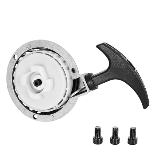 Démarreur à rappel en alliage d'aluminium pour 40/44-6 2 temps 47cc 49cc Mini Moto Chopper ATV Quad, Nylon Cog Mini Easy Pull Starter with Screws Silver