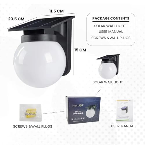 Image of hardoll Solar Wall Light Outdoor Waterproof 6 LED Solar Lights for Garden, Home & Decoration Lamp for Home Exterior (Warm White,Pack of 2)