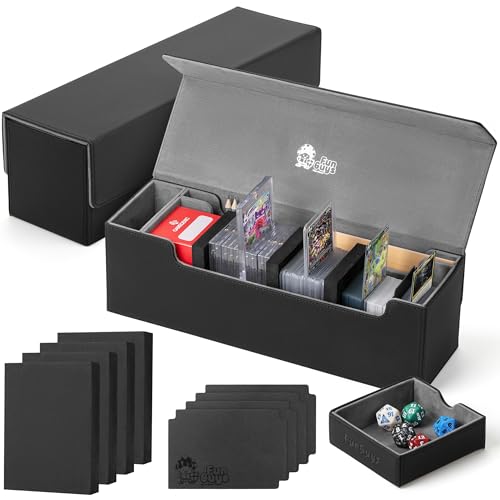 FunGuys Card Deck Box for Trading Card Storage, Toploader Storage Box, MTG Deck Box Commander holds 500+ Cards with Dice Tray and Dividers, TCG, Magic the Gathering