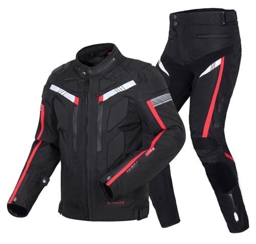 BLUEZY Wasserdichter Motorradanzug Für Herren, Motorradkombi, Motorradjacke Und -Hose Mit CE-Protektoren Motorrad Abnehmbare Rüstung Schutzkleidung Herren, Motorrad Spotlich B,6XL