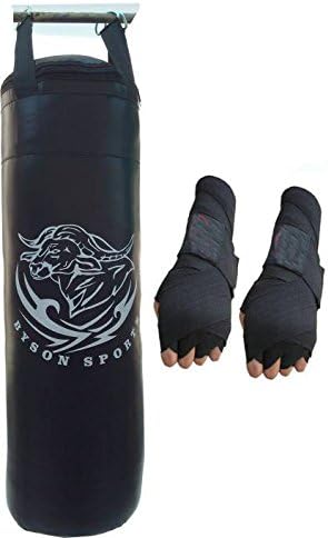 Strong Rough and Tough Punching Bag (36 inches) Synthetic Leather Punching Bag with wrap Gloves (Heavy Bag)