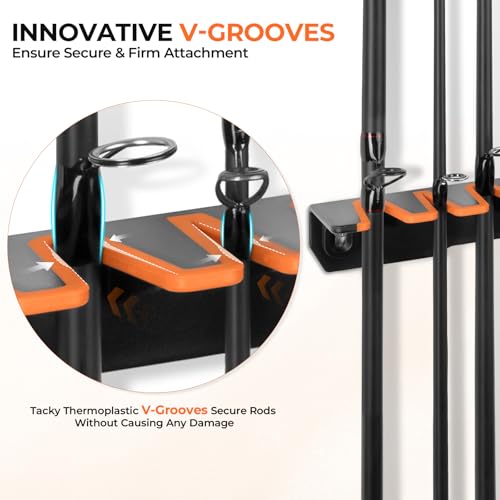 KastKing V15 Vertical Fishing Rod Holder – Wall Mounted Fishing Rod Rack, Store 15 Rods or Fishing Rod Combos in 17.25 Inches, Great Fishing Pole Holder and Rack