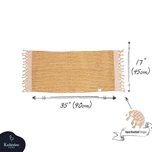 Striped Hand And Bath Towels For Bathroom | Set Of 2 Hand Towels | Organic Turkish Cotton | Large Soft Plush Fluffy Absorbent Ribbed Bath Towels (Hand Towel Set, Mustard) #TOP7