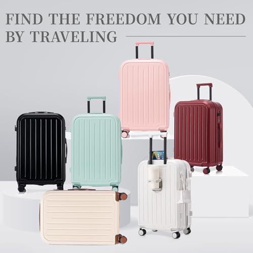 Mint Green 3-Piece Luggage Set - Durable ABS Carry-On Suitcase with USB Port & Cup Holder2