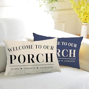 Farmhouse Porch Pillow Cover Double sided printed Welcome to Our Porch Beige RectangularWaist Cushion Cover Country Rustic Home Decor Pillowcases 1220 For Porch Room Couch Decor Beige