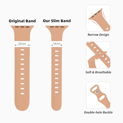 Image of Thin Silicone Band Compatible with Apple Watch 41mm 38mm 40mm 46mm 45mm 42mm 44mm, Slim Narrow Replacement Sport Strap Wristband for iWatch Series 11 10 9 8 7 6 5 4 SE Ultra 3 2 1 Women Men