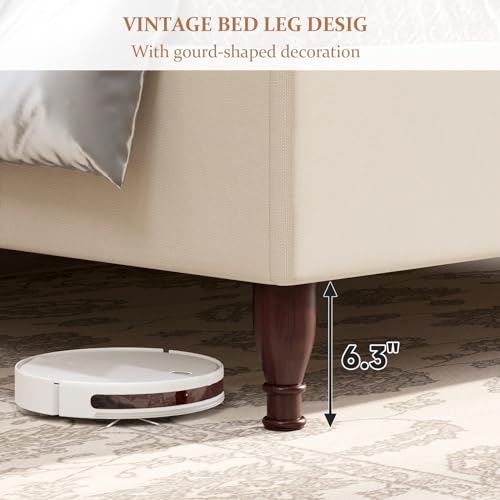 Koorlian ASIN Queen Size Bed Frame Upholstered Platform Bed With 51 Inch Tall Headboard Wingback thumb #6