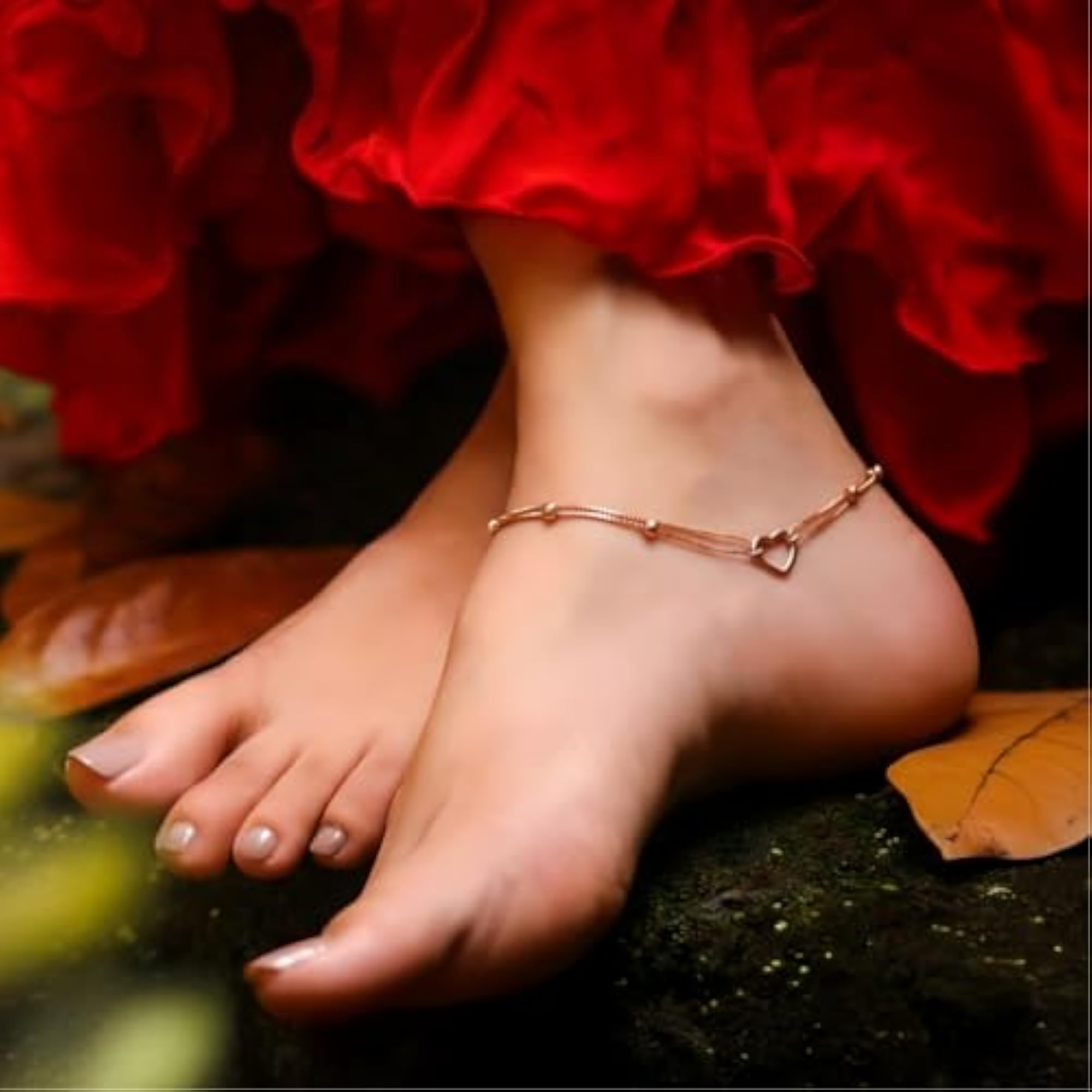925 Silver Heart Anklet with Hallmark