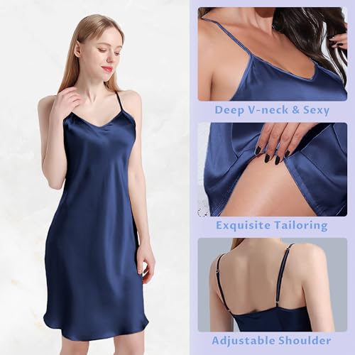 Image of Luxurious 100% Mulberry Silk Chemise - 19 Momme Sleeveless Nightgown