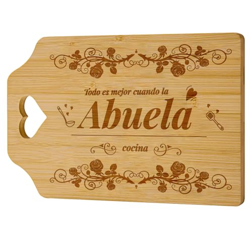 Niviy Regalo Abuela Tabla de Cortar de Bambú Grabada Original Tabla de Cocina Personalizada para la Mejor Abuela, Ideal para Navidad, Cumpleaños o Día de la Madre