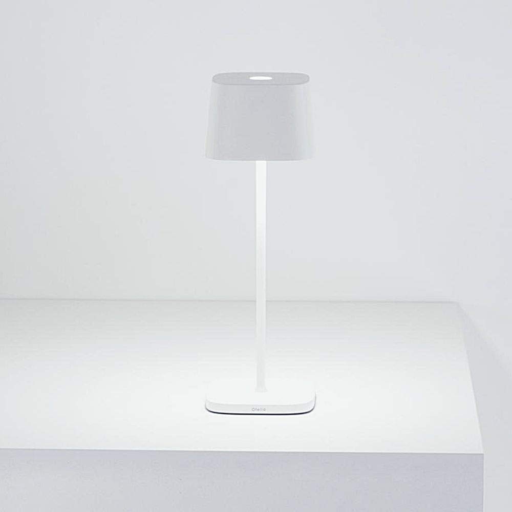 Zafferano, Lampada Ofelia, Lampada da Tavolo Ricaricabile e Senza Fili con Controllo Touch, Utilizzabile anche come Lampada da Esterni, Dimmer, 2700-3000 K, Altezza 29 cm, Colore Salvia