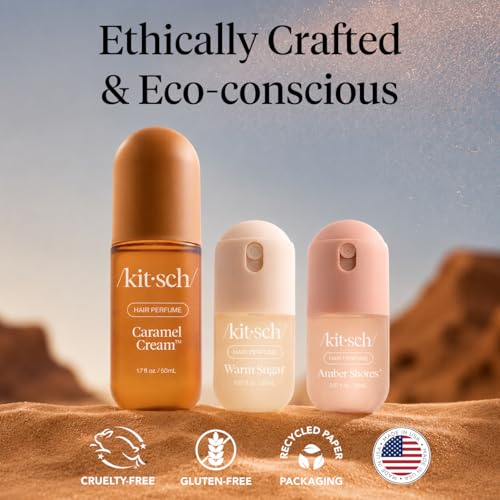 Image of Kitsch Hair Perfume for Women - Warm Sugar, 20mL | Clean, Deodorizing & Patented Odor-Eliminating Technology Hair Spray & Body Mist | Freshen Hair, Body & Pillows