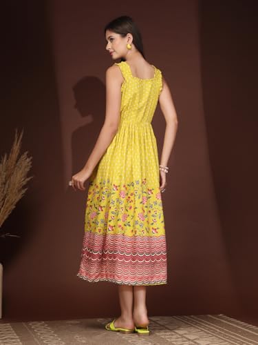 Image of Dress for Women | New Rayon Floral Printed Flared Maxi Dress for Women & Girl's