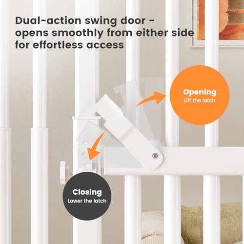 Gardner Pet 51"-87" Extra Tall Cat Gate for Doorway, Wide Adjustable 27.56"-37" Baby Gate Included 4 Extension Kits, Pressure Mounted Safety Full Door Gate for Stairs, Studio, Kitchen (White) - Image 7
