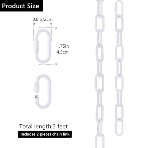 Image of garini 2P 3 Feet White Light Fixture Chain, Adjustable Metal Pendant Chandelier Chain