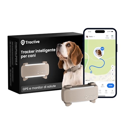Tractive - GPS per cani | 2025 Edizione | N. 1 sul mercato | Localizzazione in tempo reale | Notifiche antifuga | Monitoraggio dell'attività | Avvisi di salute | Monitoraggio degli abbai (Marrone)