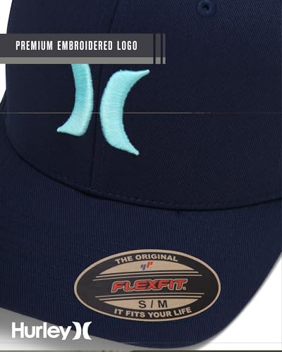 Image of Hurley Mens Textured Fitted Baseball Cap, Moisture Wicking, Curved Brim