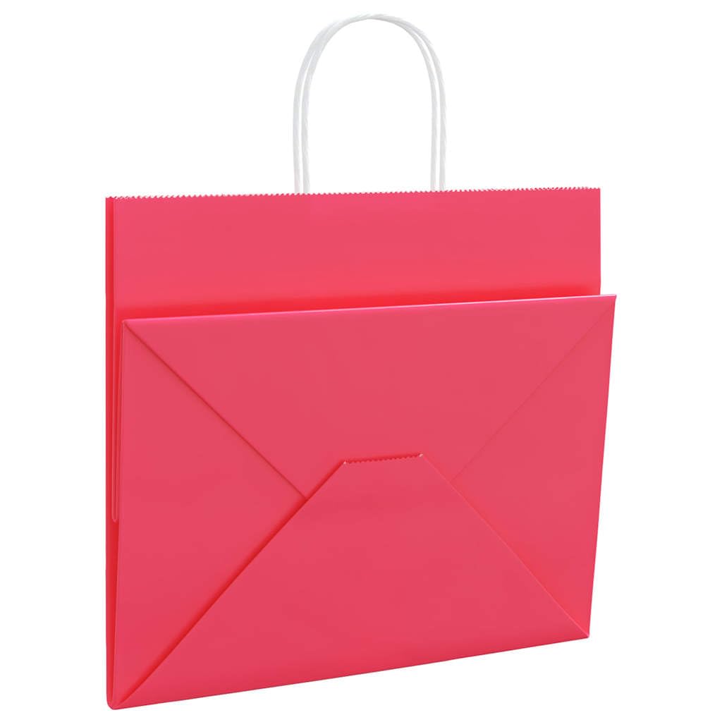 vidaXL Torby papierowe 250 szt. z uchwytami Różowe 32x22x28 cm