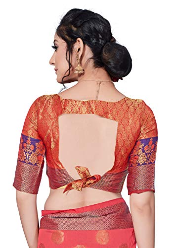 Image of AKHILAM Women's Kanjivaram banarasi silk Woven Design Saree With Unstitched Blouse Piece Saree With Un-Stiched Blouse