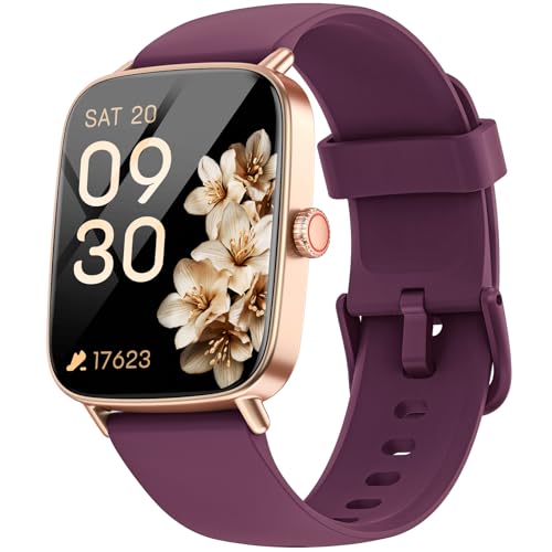 Smart Watch for Women, 1.85" HD Smartwatch Compatible iPhone/Samsung/Android (Answer/Make Calls), 100+ Sport Modes Fitness Tracker with Heart Rate/Sleep/SpO2 Monitor, IP68 (Deep Purple)