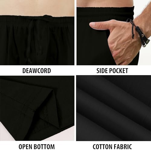 Men's Linen Casual Pants - Elastic Drawstring Waist, Loose Fit Straight Leg2