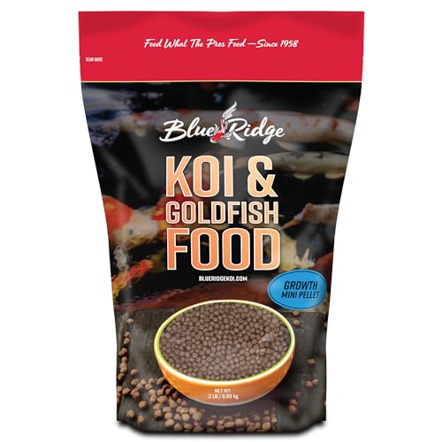 Blue Ridge Koi Fish Food 2lb – Koi Food Mini Growth Formula Goldfish Food, Premium Fish Food for Ponds, Ponds Fish Food, Koi Food Fall and Winter Fish Food, Floating Pond Pellets Fish Food