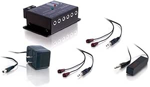 C2G Legrand Infrared Remote Control Repeater, Black IR Remote Control Extender, Remote Control Repeater with 4 Emitters and 9 Foot Cord, 1 Count, C2G 40430