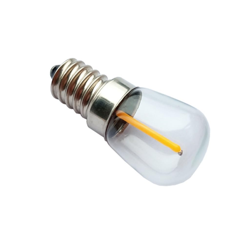 HHF Iluminación del hogar, Paquete de 50 Bombillas LED de filamento for refrigerador, T22 E14/E2, 1 W, 12 V CC, Edison, for lámpara Colgante.(White 6500K,E14 Transparent)
