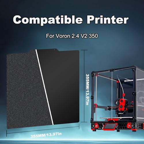 Image of 355x355mm Black Build Plate for Voron 2.4 V2 350, Double Sided Textured PEI+Smooth PEI Flexible Spring Steel Platform Heated Printing Bed for Voron 2.4 V2 350 3D Printer
