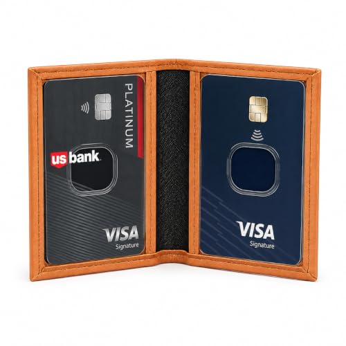 Image of LB LEATHERBOSS Slim Thin Leather Credit Card Triple ID Window Mini Wallet Bifold Driver License Safe (Tan)