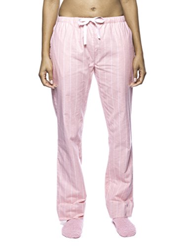 Noble Mount Womens Pajama Pants - 100% Cotton Flannel Lounge Pants - Stripes Pink - X-Large #TOP4