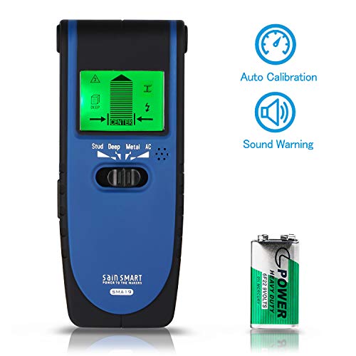 SainSmart ToolPAC SMA19 Stud Finder Wall Scanner Electric Multi-function Wall Detector for Studs/Wood/Metal/Live AC Wires Detection, with Center Finding Stud Sensor & Sound Warning