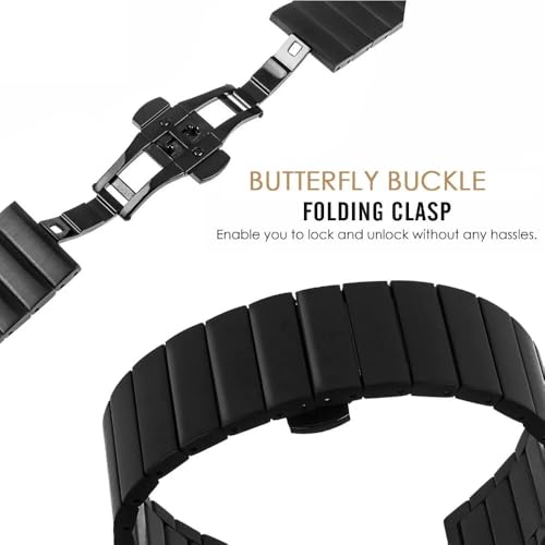 Bracelet montre papillon en acier inoxydable au design maillons brossés - 3