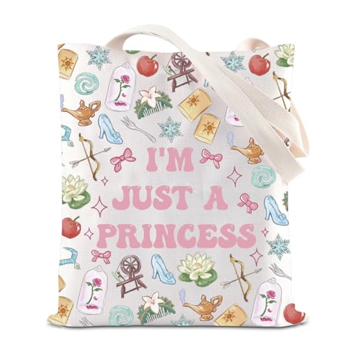 FOTAP Fairytale Inspired Gift Cartoon Princess Characters Merch WDW Trip Tote Bag Magical Castle Travel Handbag (aPrincess T)