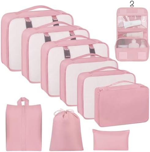 10 Set Packing Cubes for Travel, Travel Packing Cubes with Hangin...