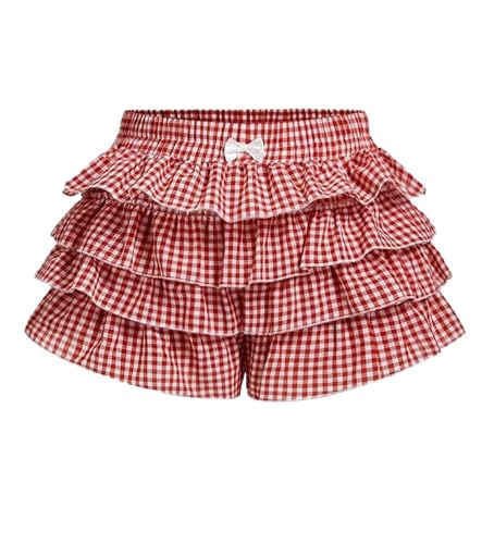 Image of Women Layered Gingham Shorts Cute Bloomers Plaid Shorts | Gingham Ruffle Shorts, Polka Dot Mini Bloomer Shorts, Micro Boyshorts, Tiered, Checkered, Lolita Outfits, Going Out