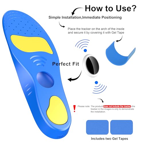 Image of RFUNGUANGO Airtag Shoe Insoles for Kids, Blue Upgraded (1‑2 Big Kid) | Airtag Hidden Insoles, Tracker Devise Case, Comfortable Insoles (7.66-8.26 IN Trimmable Insoles)
