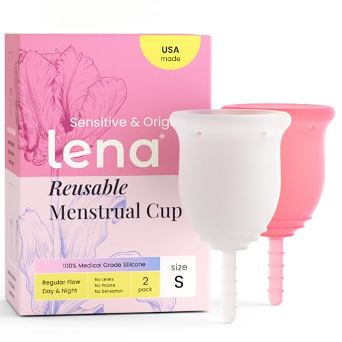 Lena Soft & Sensitive Ultra-Soft Menstrual Cups 2-Pack Set (Small) Medical-Grade Silicone Period Cups for Women, Beginner-Friendly, Reusable 12-Hour Leak-Free Comfort & Feminine Care