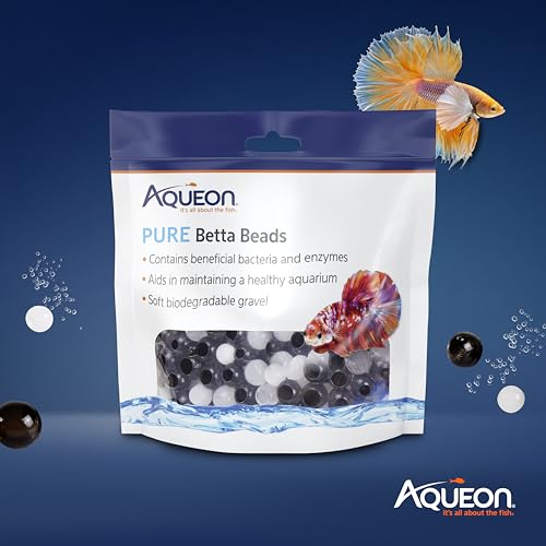 Image of Aqueon Pure Betta Beads, Water Care for Unfiltered Aquariums, Maintains Clear Water and Helps Breakdown Organic Sludge, Black & White (Pack of 2)