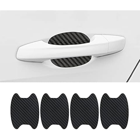 Auto Door Handle Protective Pad Car Door Handle Paint Scratch Protector Sticker Car Door Handle Paint Protective Film,Self-Adhesive,Carbon Protective Film For Recessed Handles,Black,10x 9 Cm(8pc) Cover