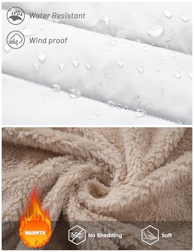 Image of Cotrasen Mens Puffer Jacket Sherpa Lined Water Resistant Hooded Full Zip Mid-Weight Warm Insulated Winter Coat