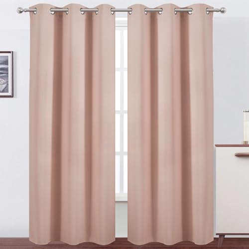 Image of LEMOMO Blush Thermal Blackout Curtains /42 x 95 Inch /Set of 2 Panels Room Darkening Curtains for Bedroom